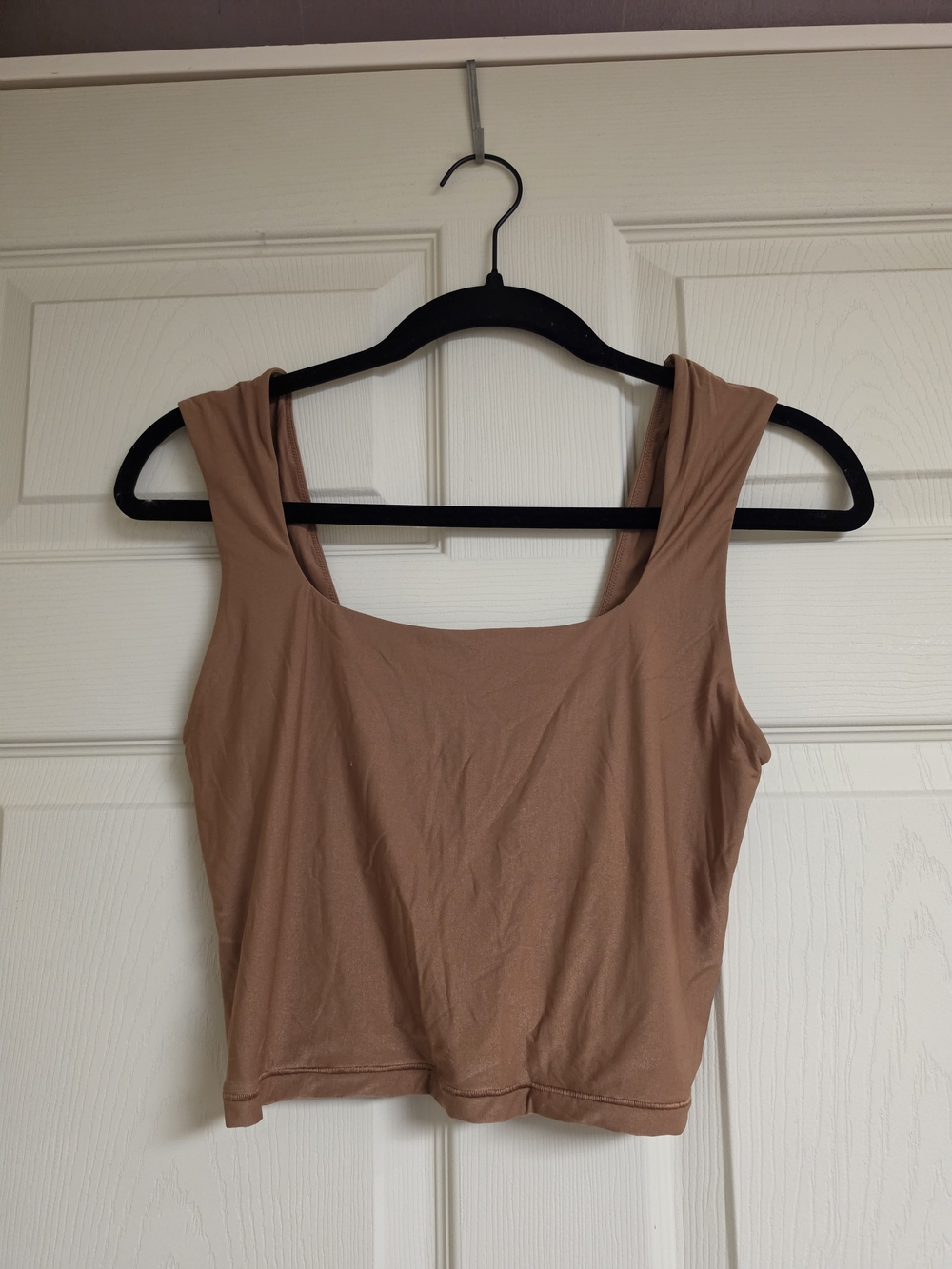 aerie scoop neck cropped tank top in light brown